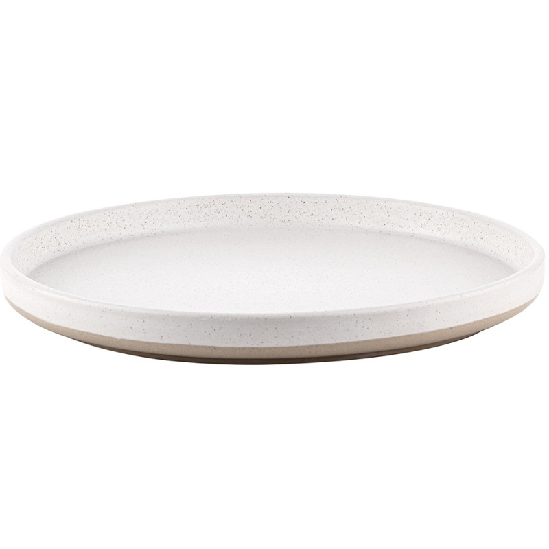 Serwis obiadowy porcelanowy Florina Lila 18 elementów zestaw talerzy dla 6 osób kremowy nakrapiany