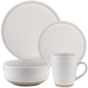 Serwis obiadowy porcelanowy Florina Lila 24 elementy zestaw talerzy  kubki dla 6 osób kremowy nakrapiany