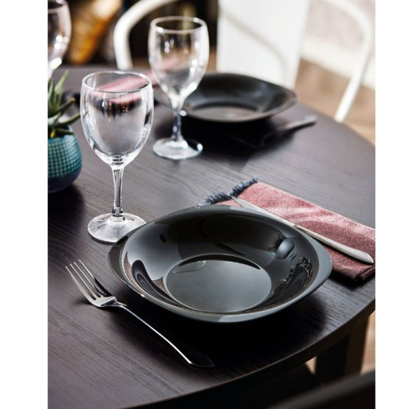 Serwis obiadowy 18 elementów dla 6 osób MG Home Pavia Black  zestaw talerzy czarne talerze