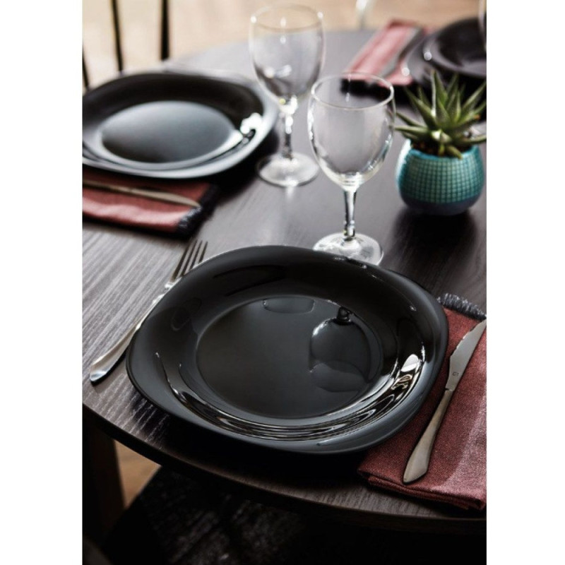 Serwis obiadowy 18 elementów dla 6 osób MG Home Pavia Black  zestaw talerzy czarne talerze