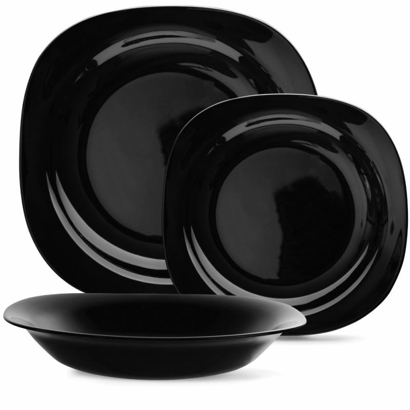 Serwis obiadowy 18 elementów dla 6 osób MG Home Pavia Black  zestaw talerzy czarne talerze
