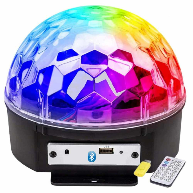 Kula lustrzana kolorowa projektor lampa dyskotekowa reflektor laser pilot USB głośnik KR 1003