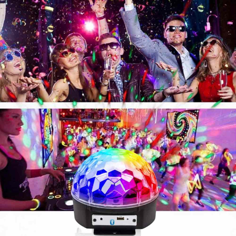 Kula lustrzana kolorowa projektor lampa dyskotekowa reflektor laser pilot USB głośnik KR 1003