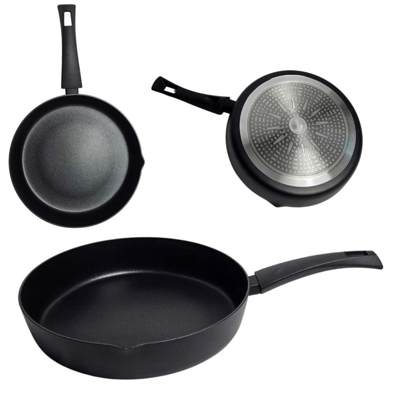 Patelnia głęboka aluminiowa 28 cm  czarna Zilner ZL 560 indukcja gaz
