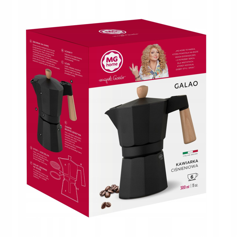 Kawiarka tradycyjna 300 ml MG Home Galao zaparzacz ciśnieniowy do kawy na 6 filiżanek espresso