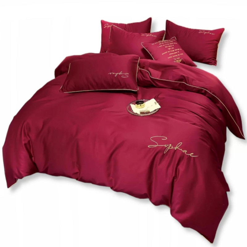 Pościel haftowana 160x200 mikrofibra Cotton World 3 części 2604 czerwień