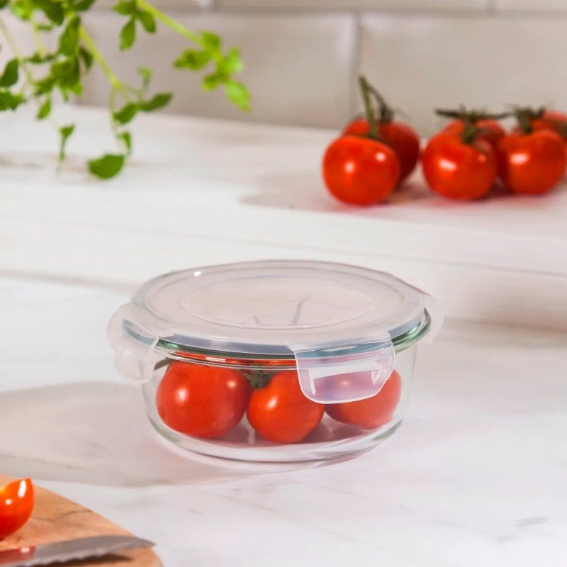 Pojemnik szklany 600 ml okrągły lunchbox Altom Fresh żaroodporny hermetyczny