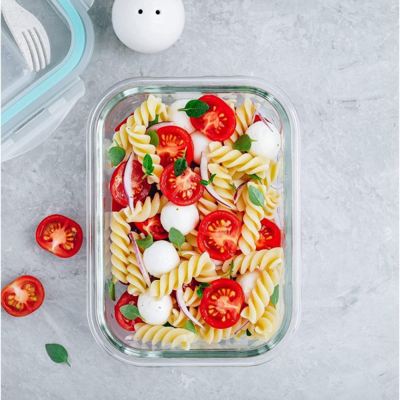 Pojemniki szklane prostokątne lunchbox Florina Frigo zestaw 4 sztuki żaroodporne hermetyczne  1040/640/370/150 ml