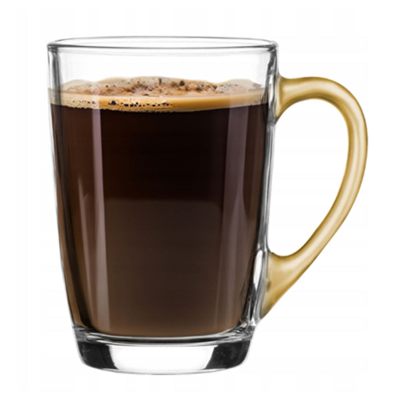Szklanki ze złotym uchem 300 ml Glasmark Ala do herbaty kawy latte macchiato komplet 6 sztuk