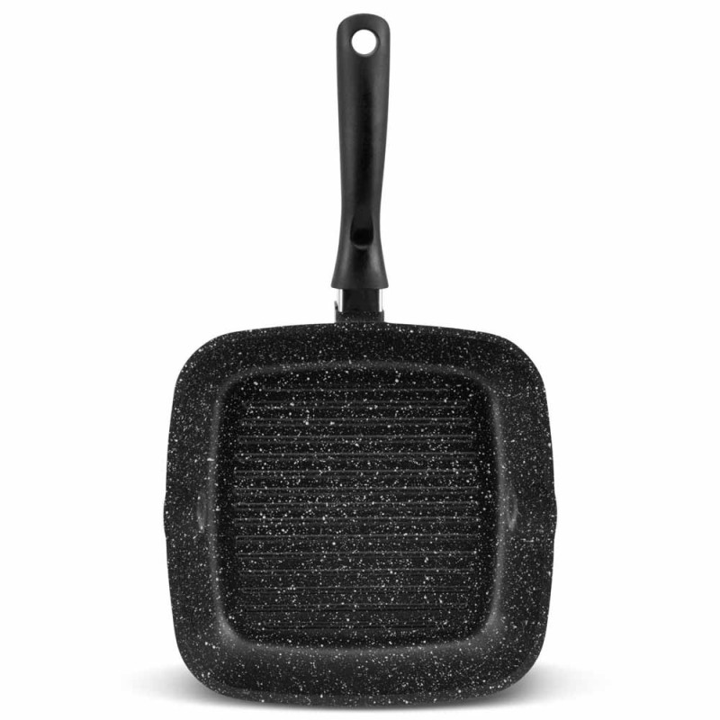 Patelnia grillowa z pokrywką 24 cm kwadratowa  powłoka czarny marmur Edenberg EB  8136 indukcja gaz