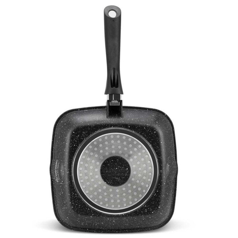 Patelnia grillowa z pokrywką 24 cm kwadratowa  powłoka czarny marmur Edenberg EB  8136 indukcja gaz