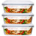 Pojemniki szklane 640 ml prostokątne lunchbox Altom Fresh zestaw 3 sztuki żaroodporne hermetyczne