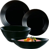Serwis obiadowy Harena Luminarc 19 elementów czarny talerze dla 6 osób