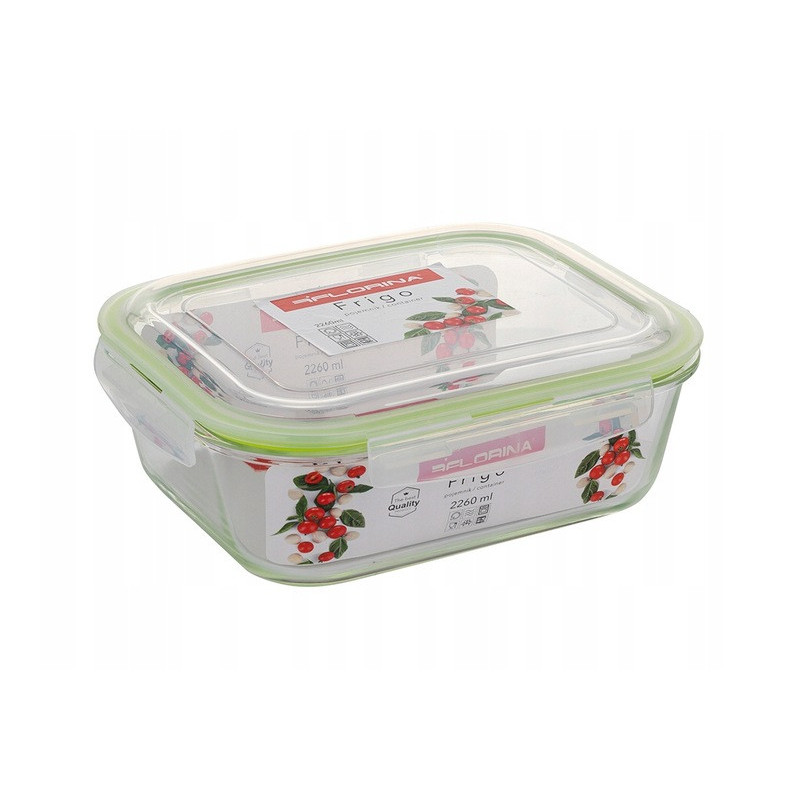 Szklany pojemnik 2260 ml na żywność jedzenie Florina Frigo pudełko z pokrywką lunchbox prostokątny hermetyczny