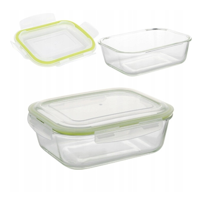 Szklany pojemnik 370 ml na żywność jedzenie Florina Frigo pudełko z pokrywką lunchbox prostokątny hermetyczny