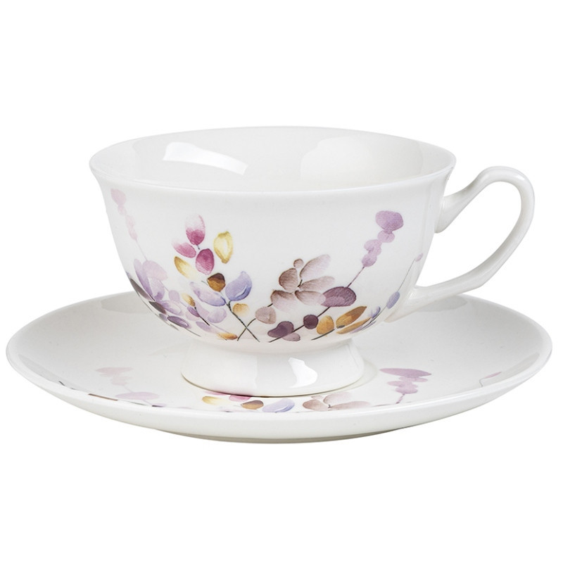 Serwis obiadowy porcelanowy Florina Japandi 30 elementów zestaw talerzy filiżanki dla 6 osób piękny wzór kwiaty