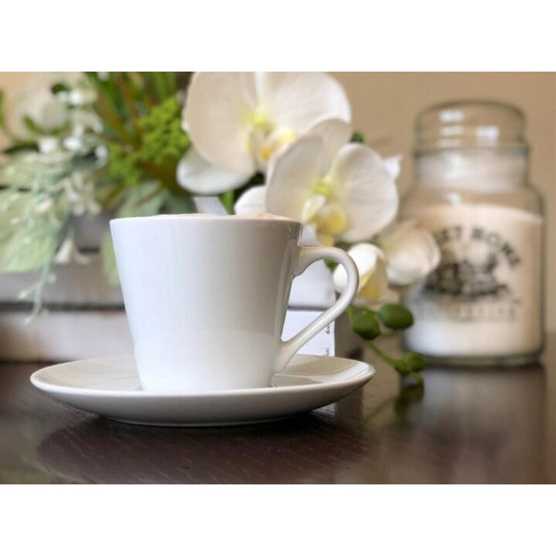 Serwis kawowy porcelana biały na 6 osób Glasmark Maja zestaw 6 filiżanek 230 ml ze spodkami