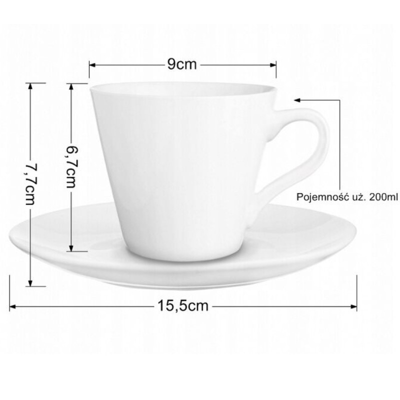 Serwis kawowy porcelana biały na 6 osób Glasmark Maja zestaw 6 filiżanek 230 ml ze spodkami