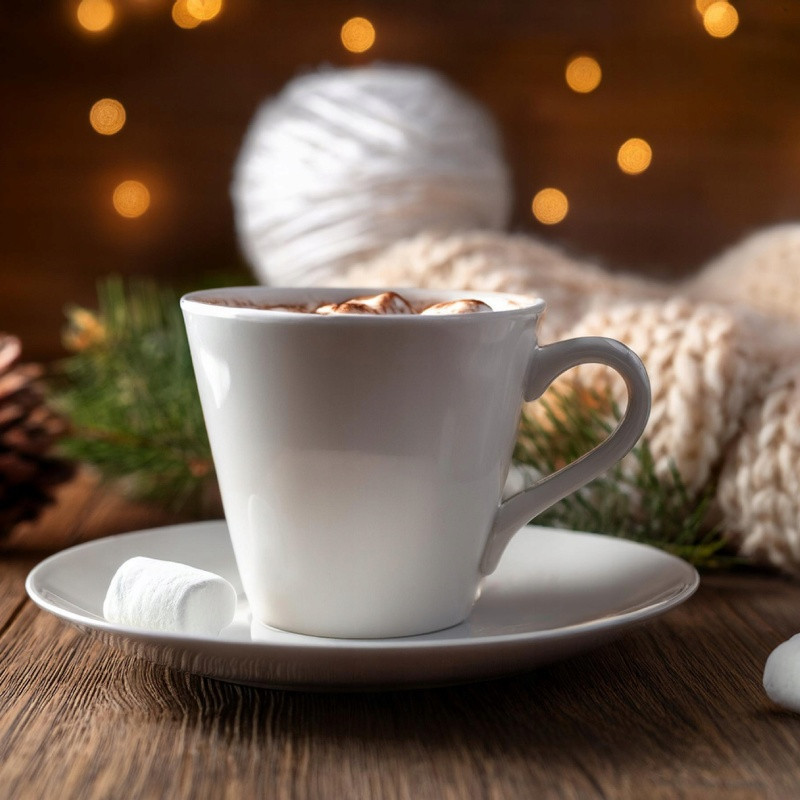 Serwis kawowy porcelana biały na 6 osób Glasmark Maja zestaw 6 filiżanek 230 ml ze spodkami