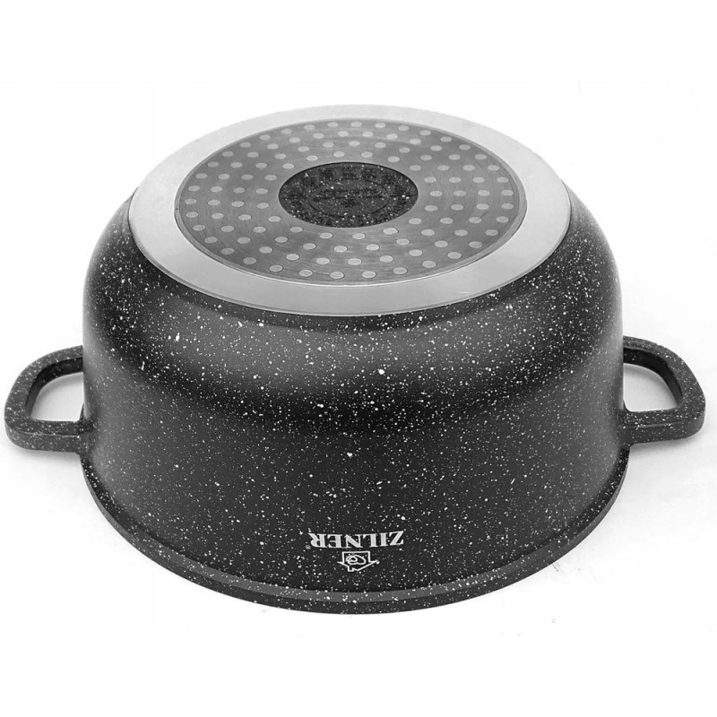 Garnki marmurowe czarne 16/20/24/28 cm zestaw 8 elementowy  Zilner ZL 8900 indukcja gaz