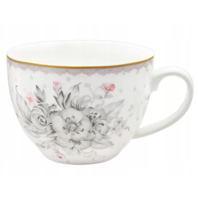 Serwis kawowy dla 6 osób Bella Fiore porcelana zestaw filiżanek ze spodkami 6+6 Tragar 40564