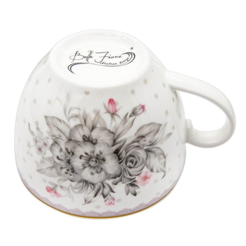 Serwis kawowy dla 2 osób Bella Fiore porcelana zestaw filiżanek ze spodkami Tragar 38974