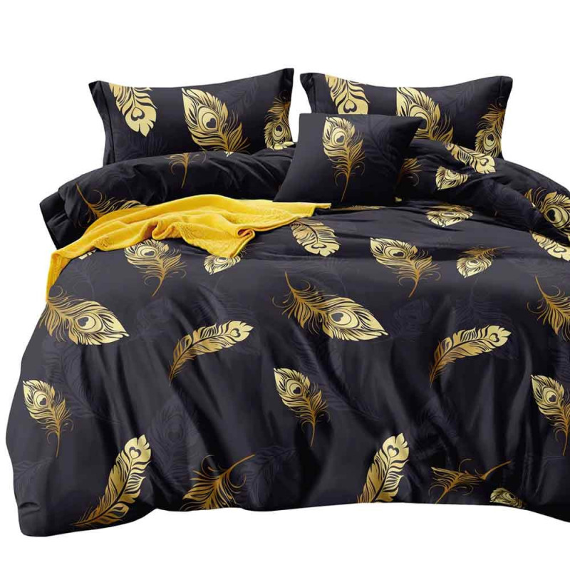 Pościel 160x200 bawełna satynowa dwustronna Cotton World gruba 3 części AML 1694 piórka