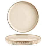 Talerz deserowy porcelanowy Florina Evia kremowy prążkowany retro