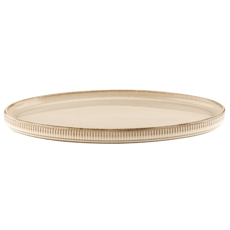 Talerz owalny półmisek porcelanowy Florina Evia kremowy prążkowany retro