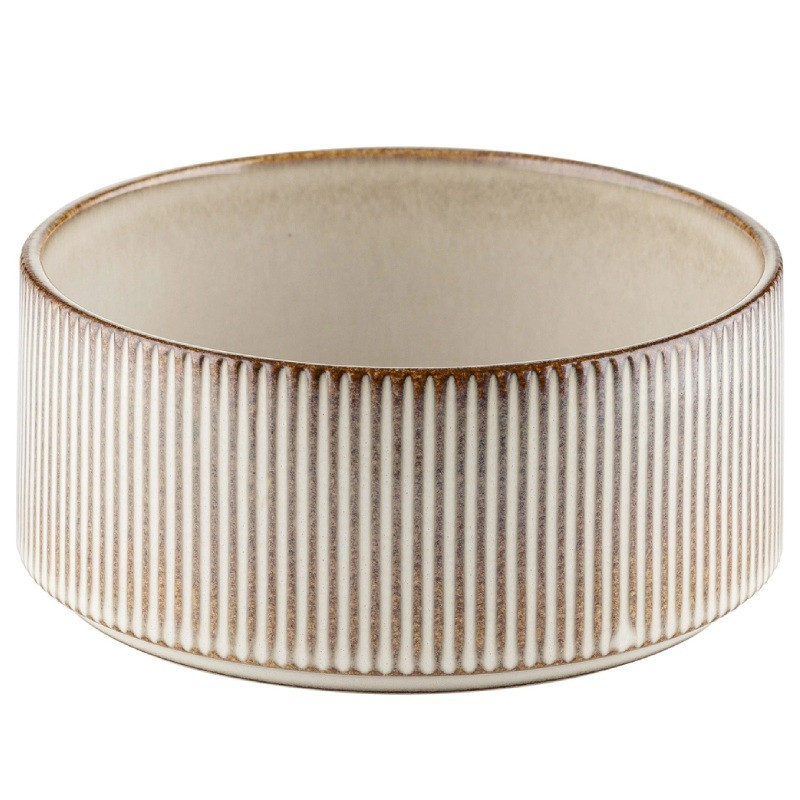 Salaterka porcelanowa 14 cm Florina Evia kremowy prążkowany retro