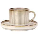 Filiżanka porcelanowa ze spodkiem 250 ml Florina Evia do kawy herbaty kremowe retro