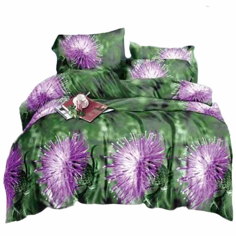 Pościel 160x200 bawełna satynowa dwustronna Fashion Home 3 części FBA 05 łąka