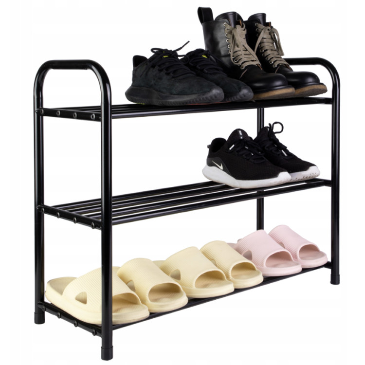 Półka na buty 65x27x52 cm metalowa czarna 3-poziomowa Krisberg KR 3270