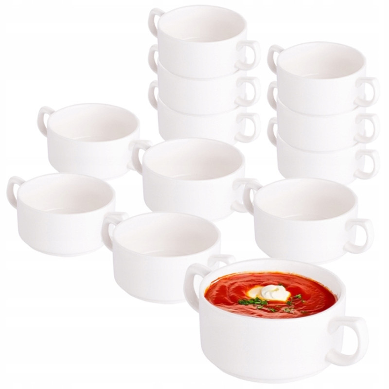 Bulionówka biała porcelana 280 ml flaczarka zestaw 12 sztuk salaterka 11 cm Altom regular