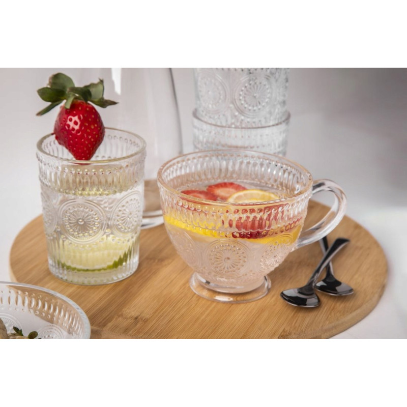 Filiżanki szklane 430 ml duże do kawy herbaty Altom Daisy zestaw 6 sztuk