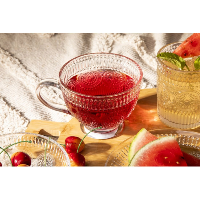 Filiżanki szklane 430 ml duże do kawy herbaty Altom Daisy zestaw 6 sztuk