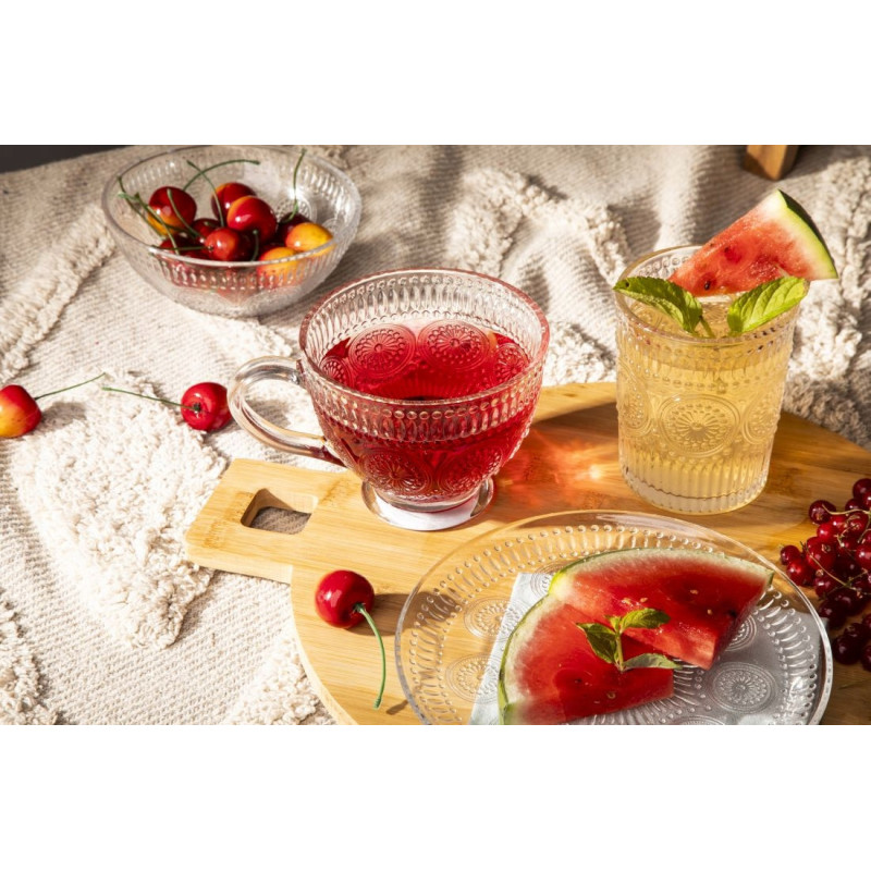 Filiżanki szklane 430 ml duże do kawy herbaty Altom Daisy zestaw 6 sztuk