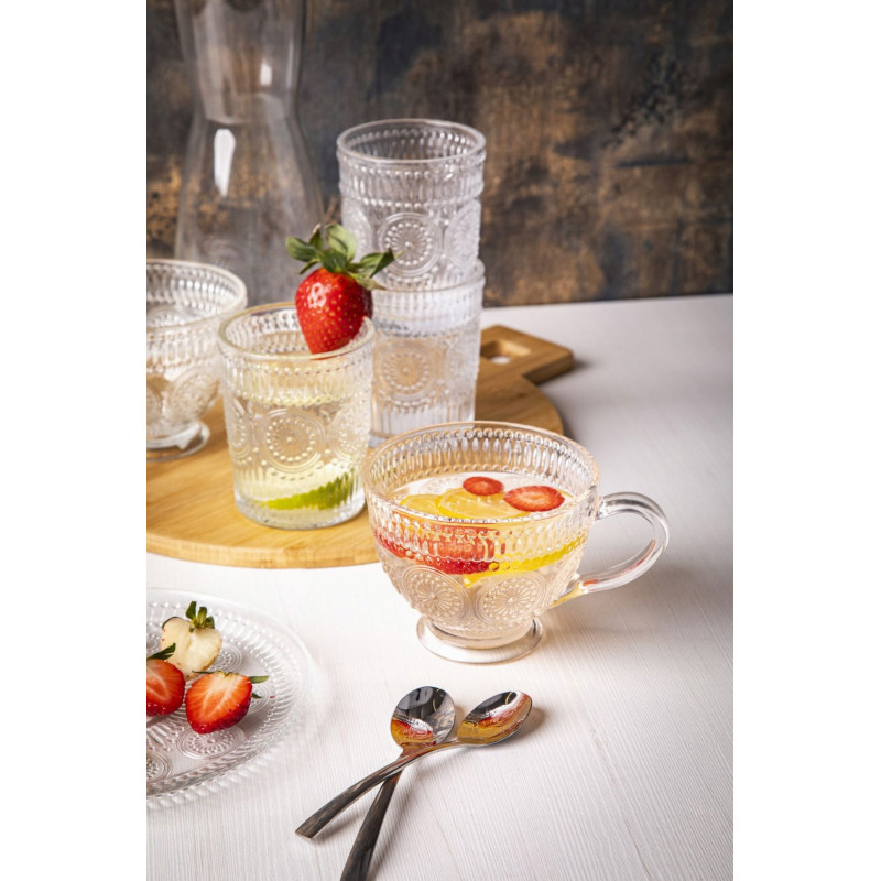 Filiżanki szklane 430 ml duże do kawy herbaty Altom Daisy zestaw 6 sztuk