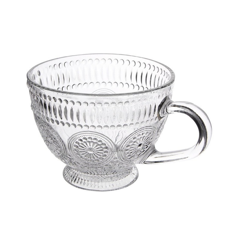 Filiżanki szklane 430 ml duże do kawy herbaty Altom Daisy zestaw 6 sztuk