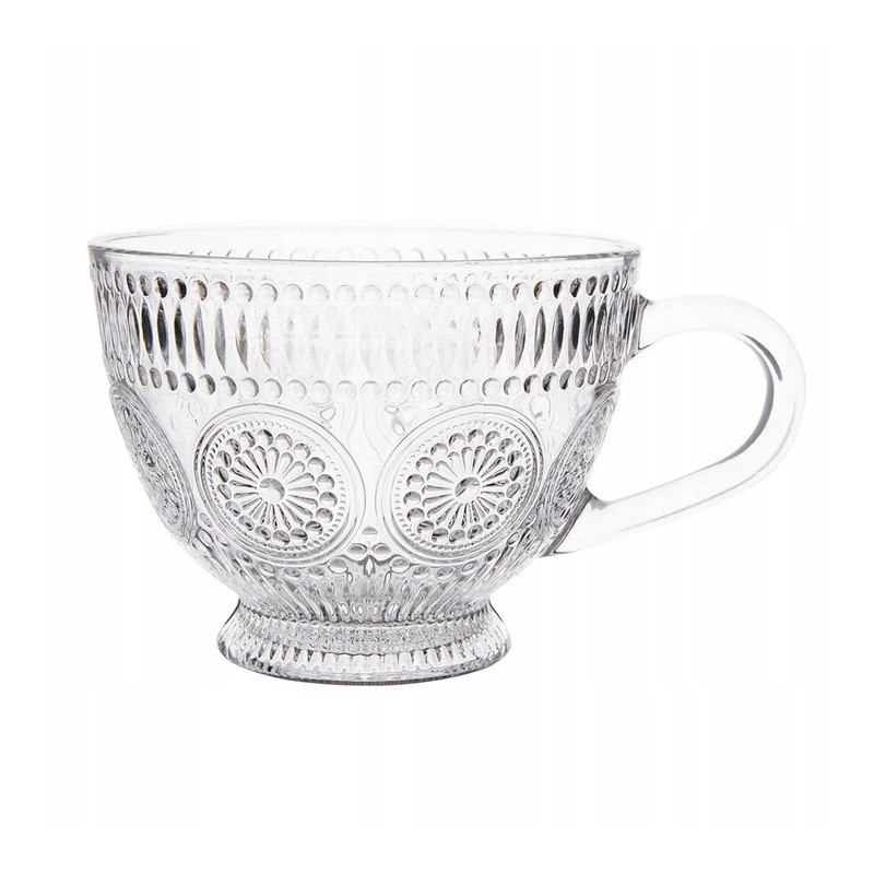 Filiżanki szklane 430 ml duże do kawy herbaty Altom Daisy zestaw 6 sztuk