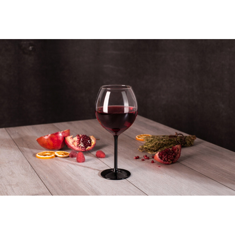 Kieliszki do wina 700 ml duże Altom Onyx komplet 4 sztuk z czarną nóżką