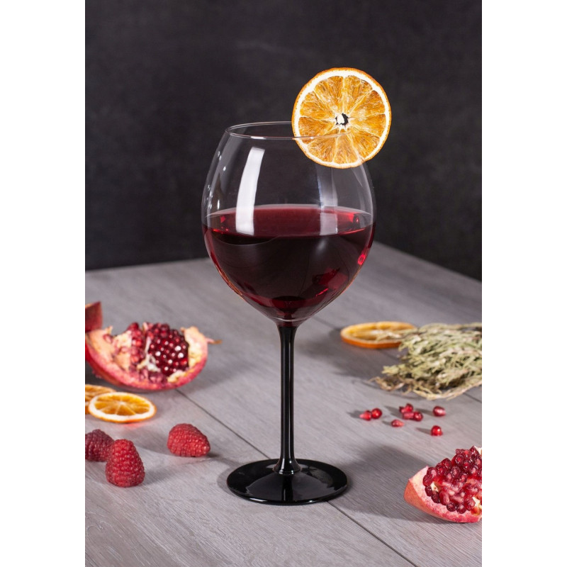 Kieliszki do wina 700 ml duże Altom Onyx komplet 4 sztuk z czarną nóżką