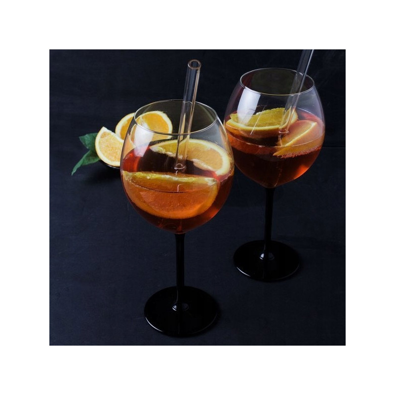 Kieliszki do wina 700 ml duże Altom Onyx komplet 4 sztuk z czarną nóżką