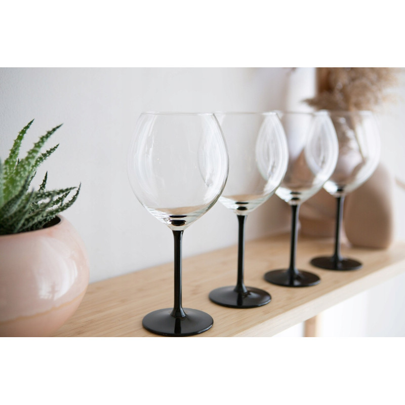 Kieliszki do wina 700 ml duże Altom Onyx komplet 4 sztuk z czarną nóżką