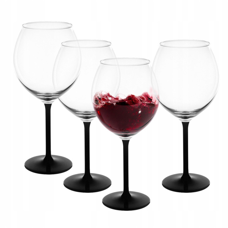 Kieliszki do wina 700 ml duże Altom Onyx komplet 4 sztuk z czarną nóżką
