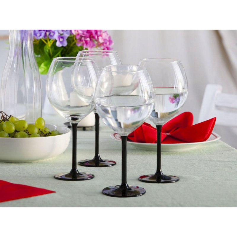 Kieliszki do wina 700 ml duże Altom Onyx komplet 4 sztuk z czarną nóżką
