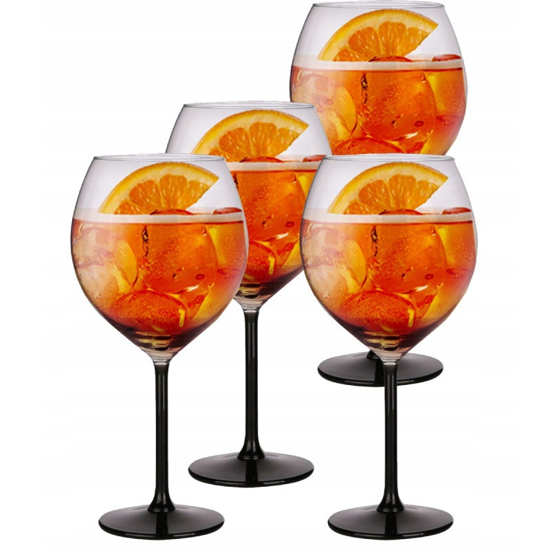 Kieliszki do wina 700 ml duże Altom Onyx komplet 4 sztuk z czarną nóżką
