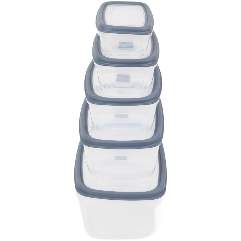 Pojemniki prostokątne lunchbox MG Home Misto zestaw 5 sztuk hermetyczne  2700/1800/1150/650/340 ml szare