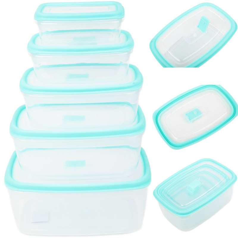 Pojemniki prostokątne lunchbox MG Home Misto zestaw 5 sztuk hermetyczne  2700/1800/1150/650/340 ml