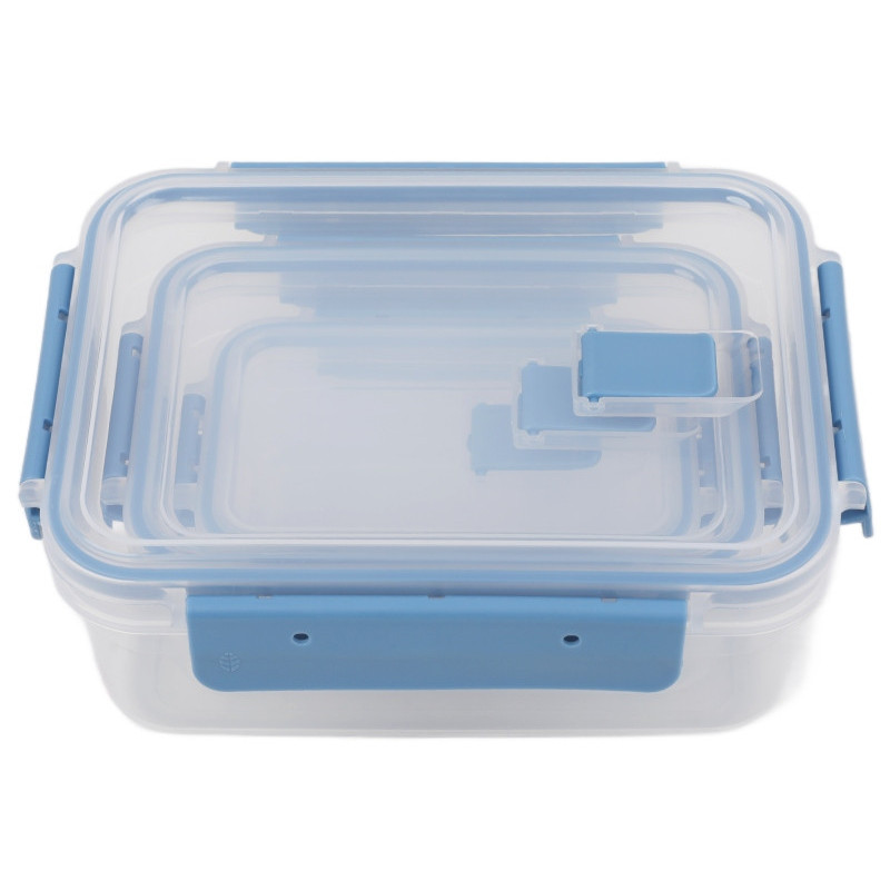 Pojemniki prostokątne lunchbox MG Home Misto zestaw 3 sztuki hermetyczne 1350/600/250 ml turkusowe